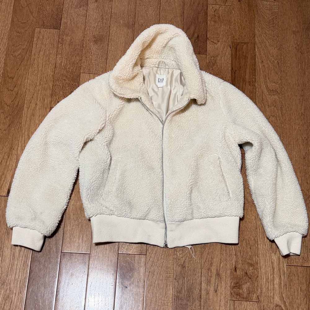 GAP Off-White Sherpa Bomber Jacket